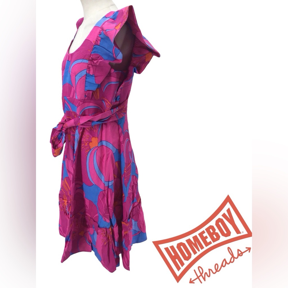 NWT- Tuckernuck Pink and Blue Ruffled Tie Front Sundress Size S - Picture 2 of 4